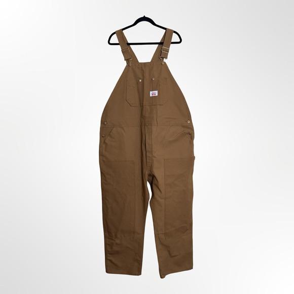 Round House Other - Round House Bib Overalls Mens 48x31 Brown Duck Canvas Double Knee USA NWT